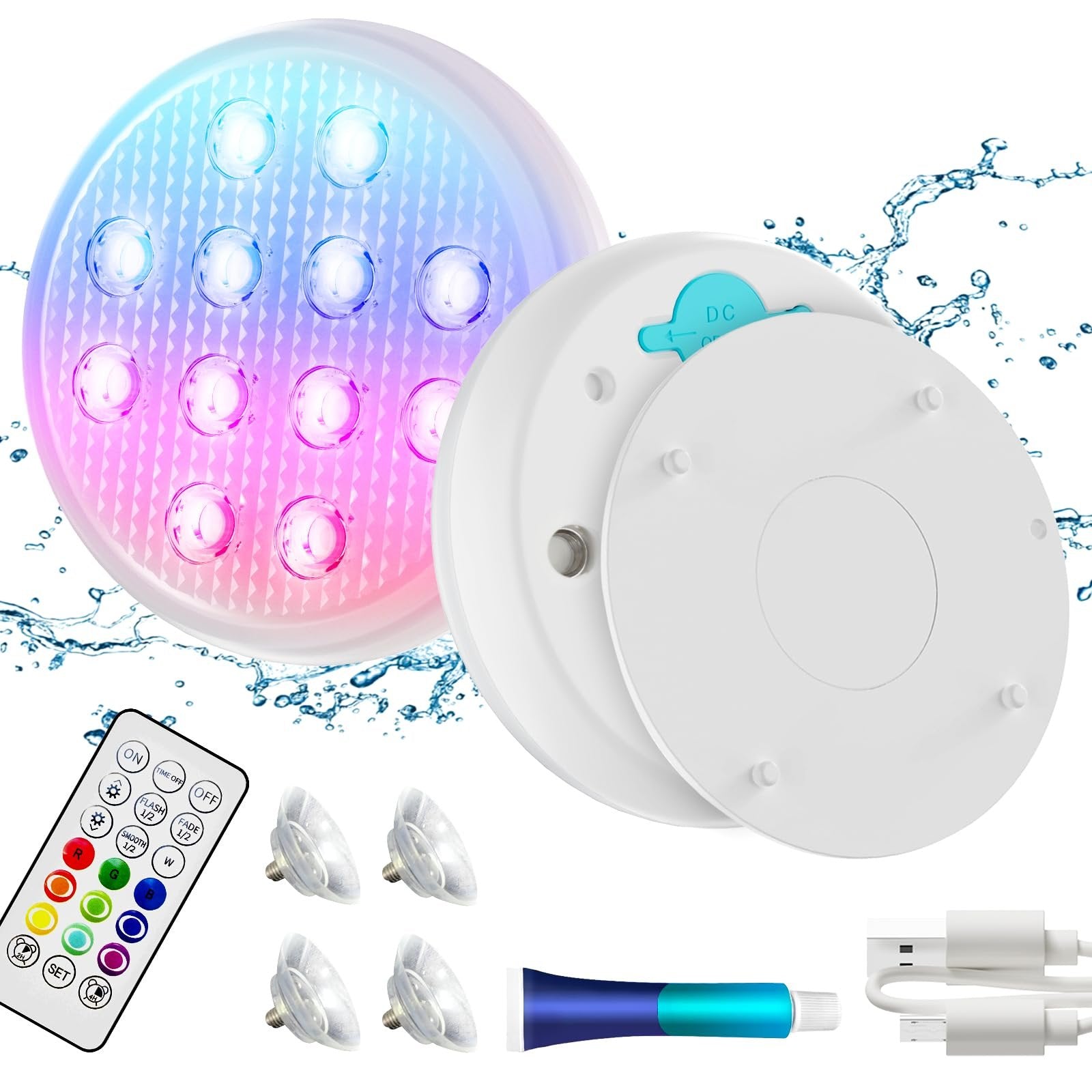 Ultra-High Brightness Rechargeable Submersible LED Lights with Remote