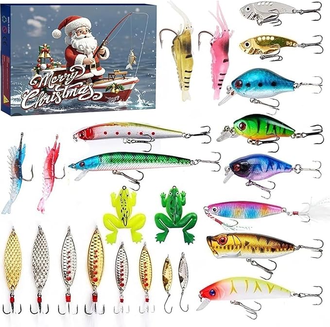 【Up To 50% Off】New 24 Days Christmas Countdown Fish Tackle Set