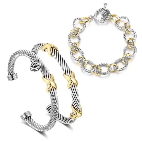 Two Tone Knot Twisted Bangle