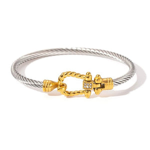 Two Tone Knot Twisted Bangle