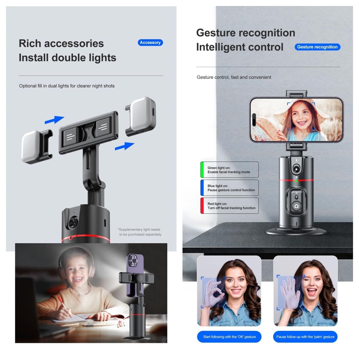 Auto Face Tracking Tripod Remote Control