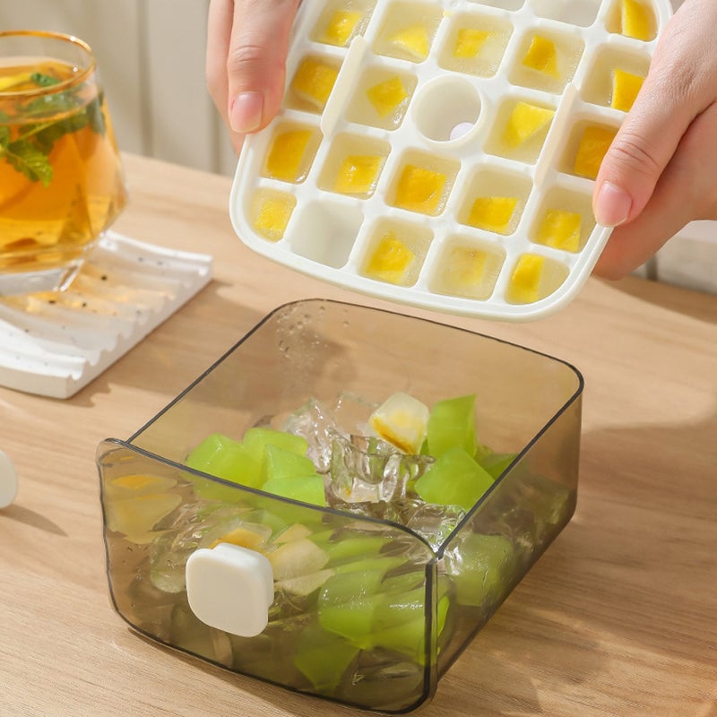 Handled Press-Type Ice Cube Tray (Double-Layer)