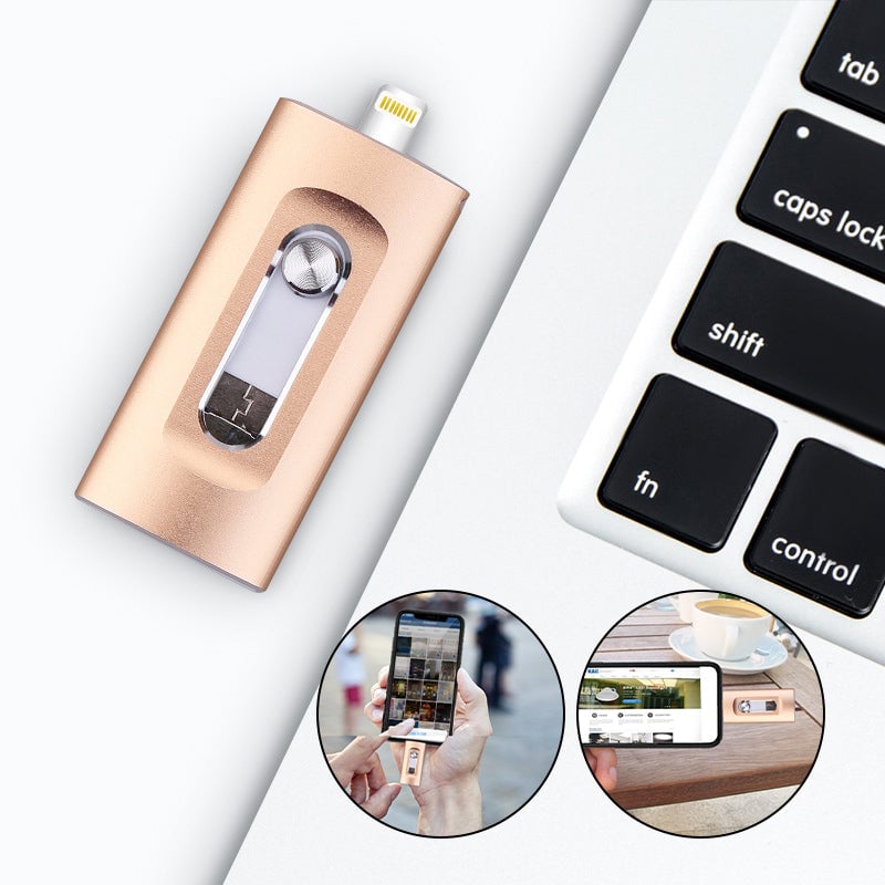 8GB-256GB 3-in-1 USB Flash Drives for Phone with Fingerprint Security