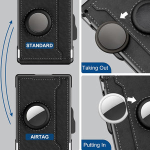 Men's Business Style Pu Leather Card Slots for AirTag