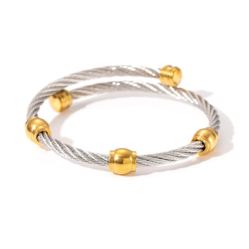 Two Tone Knot Twisted Bangle