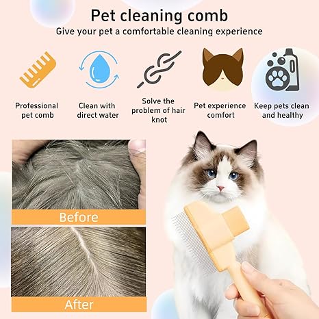 Self-cleaning Pet Flea Comb Grooming Brush