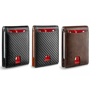 Genuine Leather Anti-theft Swipe Card Holder