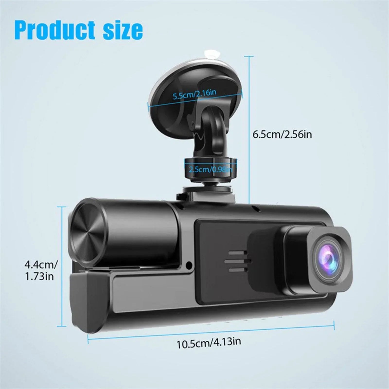 3 Channel Dash Cam Front and Rear Inside