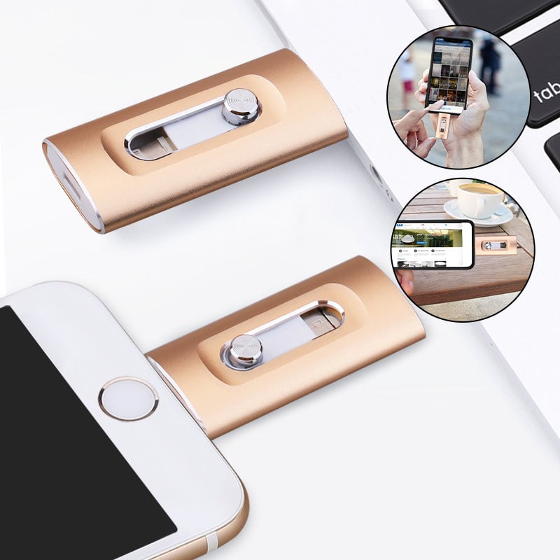 8GB-256GB 3-in-1 USB Flash Drives for Phone with Fingerprint Security