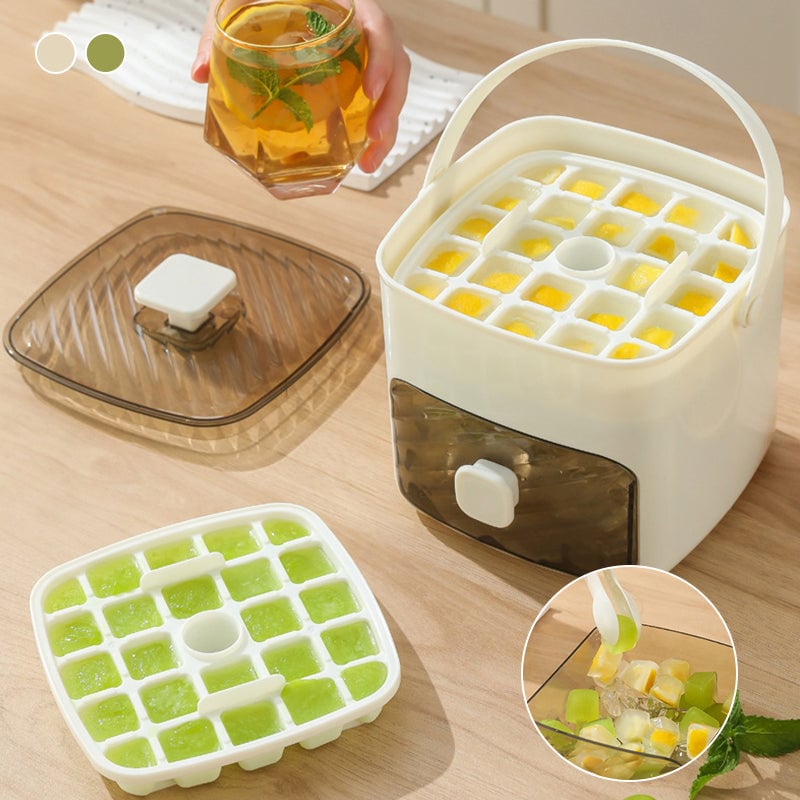 Handled Press-Type Ice Cube Tray (Double-Layer)