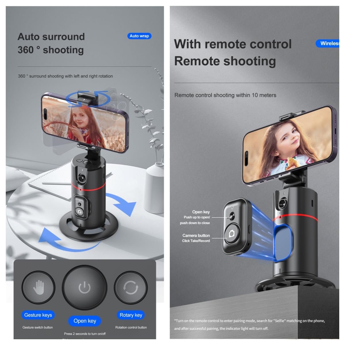 Auto Face Tracking Tripod Remote Control