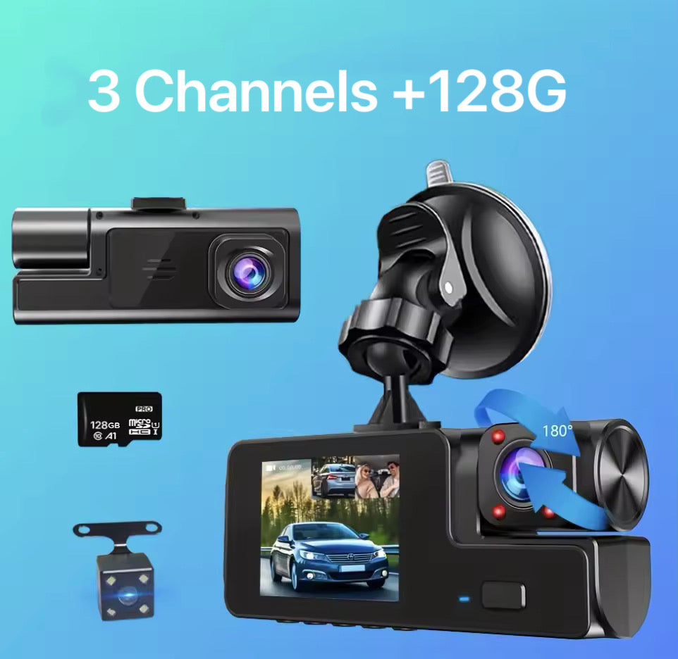 3 Channel Dash Cam Front and Rear Inside
