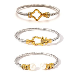 Two Tone Knot Twisted Bangle