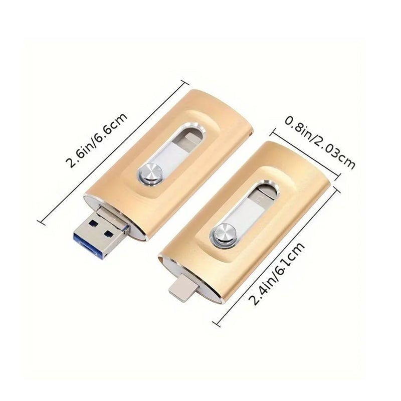 8GB-256GB 3-in-1 USB Flash Drives for Phone with Fingerprint Security