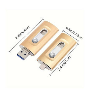8GB-256GB 3-in-1 USB Flash Drives for Phone with Fingerprint Security