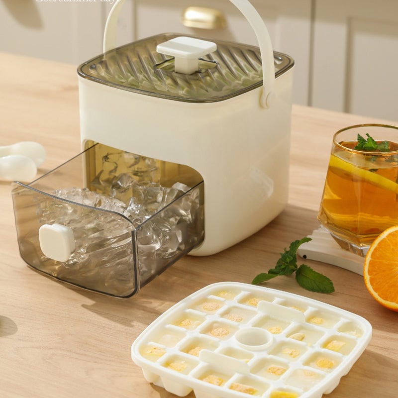 Handled Press-Type Ice Cube Tray (Double-Layer)