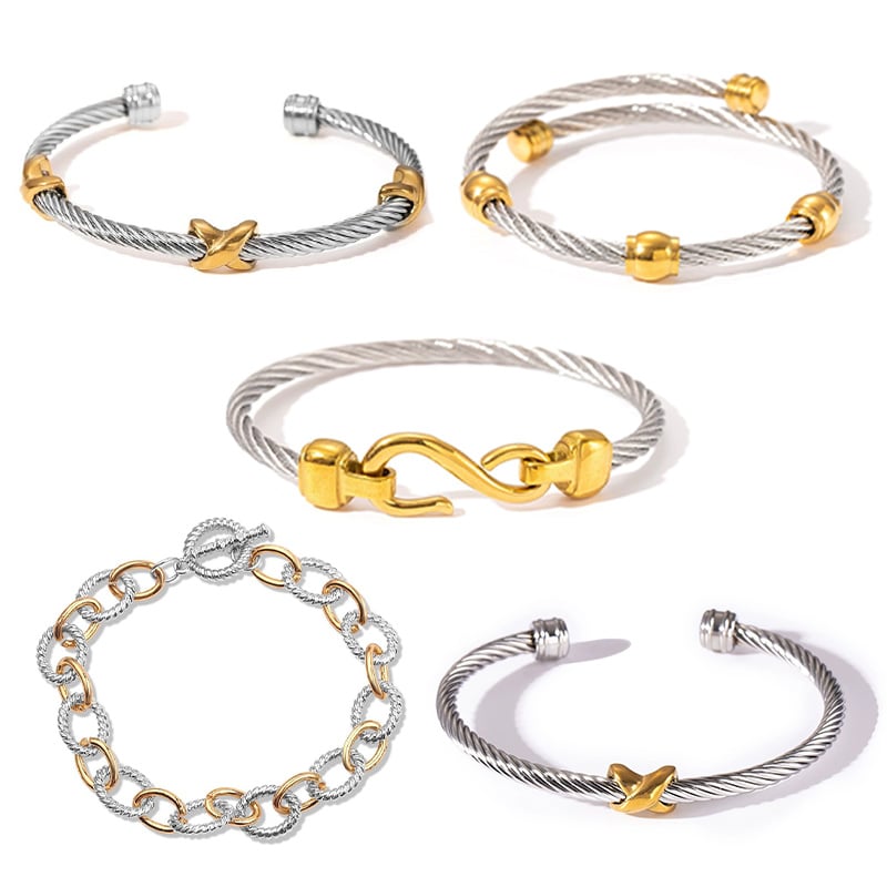 Two Tone Knot Twisted Bangle