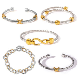 Two Tone Knot Twisted Bangle