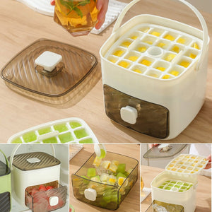 Handled Press-Type Ice Cube Tray (Double-Layer)