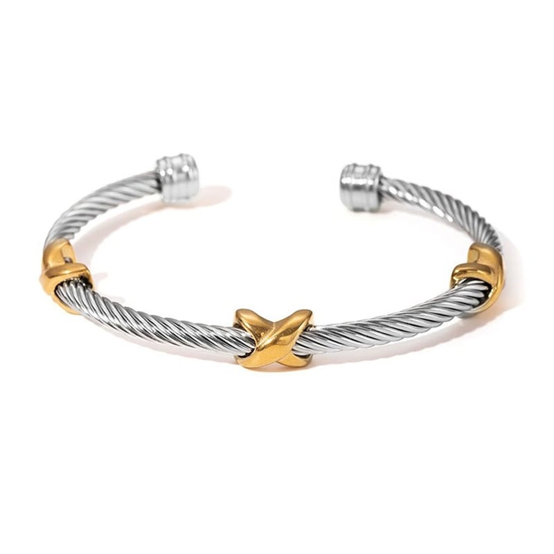 Two Tone Knot Twisted Bangle