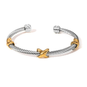 Two Tone Knot Twisted Bangle