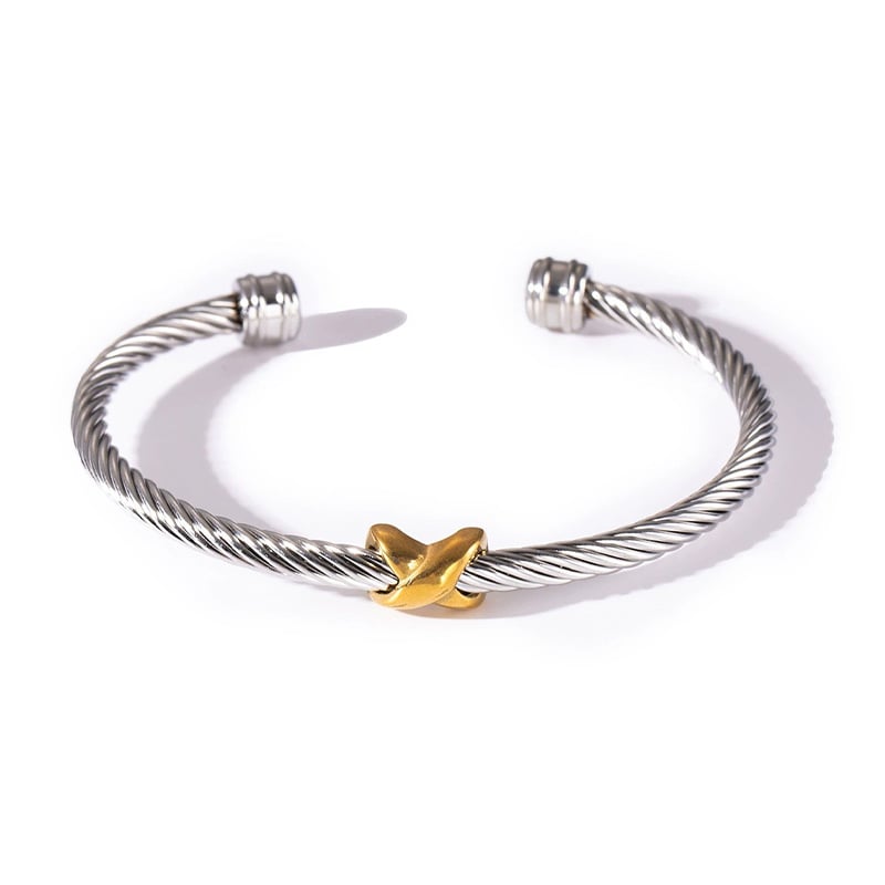 Two Tone Knot Twisted Bangle