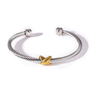 Two Tone Knot Twisted Bangle