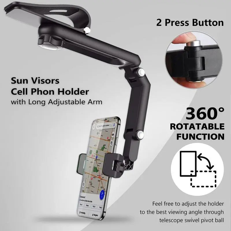 🚍Multi-function Sun Visor Universal 360 Degree Rotating Phone Holder