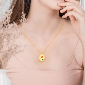 Engraved Birthday Flower Necklace