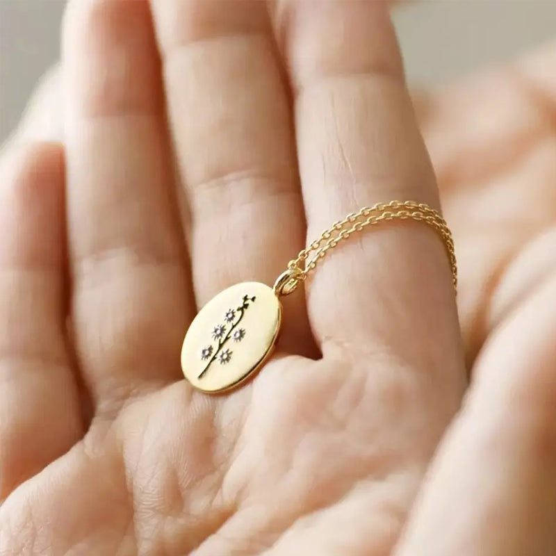 Engraved Birthday Flower Necklace