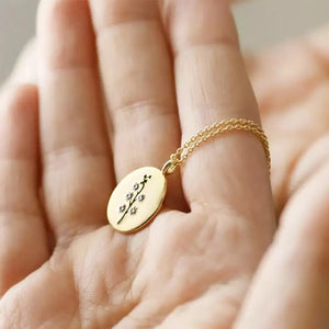 Engraved Birthday Flower Necklace