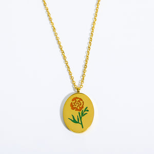 Engraved Birthday Flower Necklace