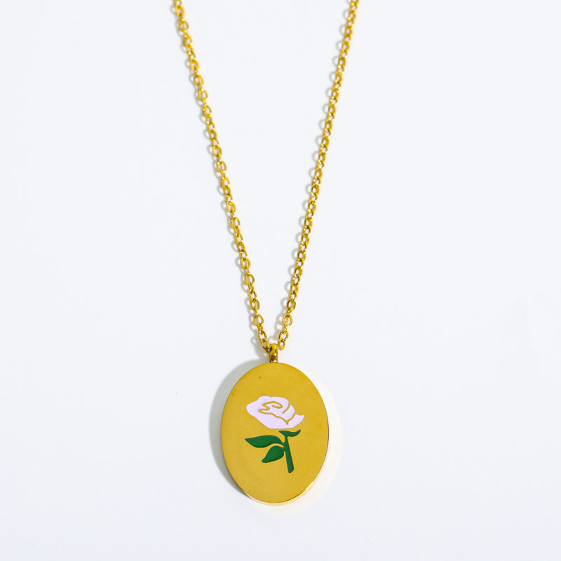 Engraved Birthday Flower Necklace