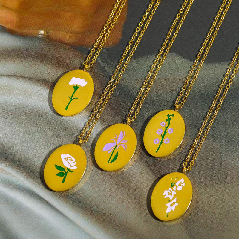 Engraved Birthday Flower Necklace