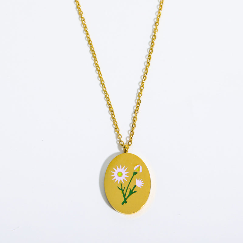 Engraved Birthday Flower Necklace