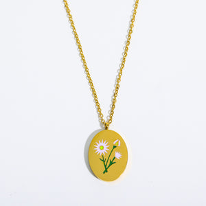Engraved Birthday Flower Necklace