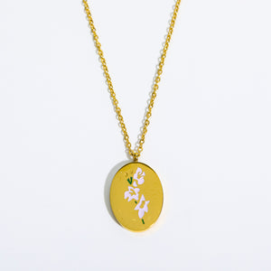 Engraved Birthday Flower Necklace