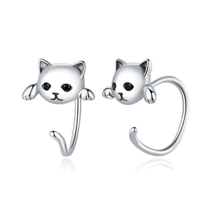 Sterling Silver Cat Earrings And Ring