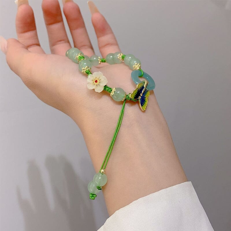 （Pre-sale) Butterfly Natural Emerald Jade Stone Bracelet