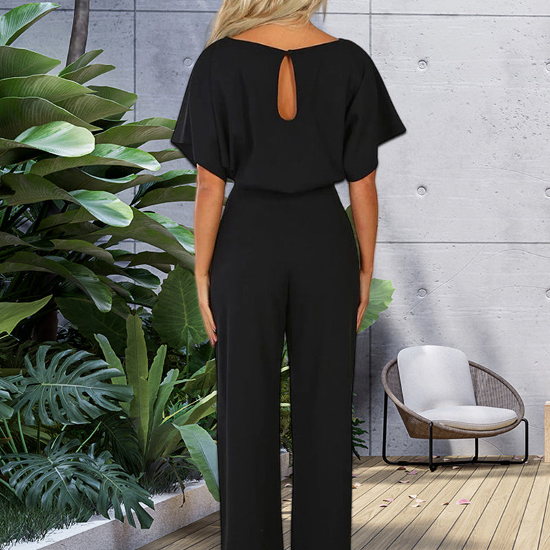 Solid High Waist Jumpsuit With Belt