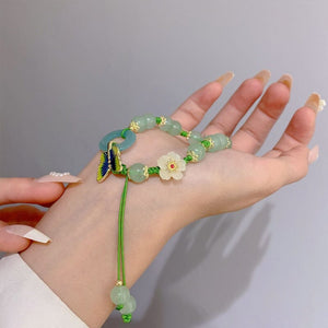 （Pre-sale) Butterfly Natural Emerald Jade Stone Bracelet