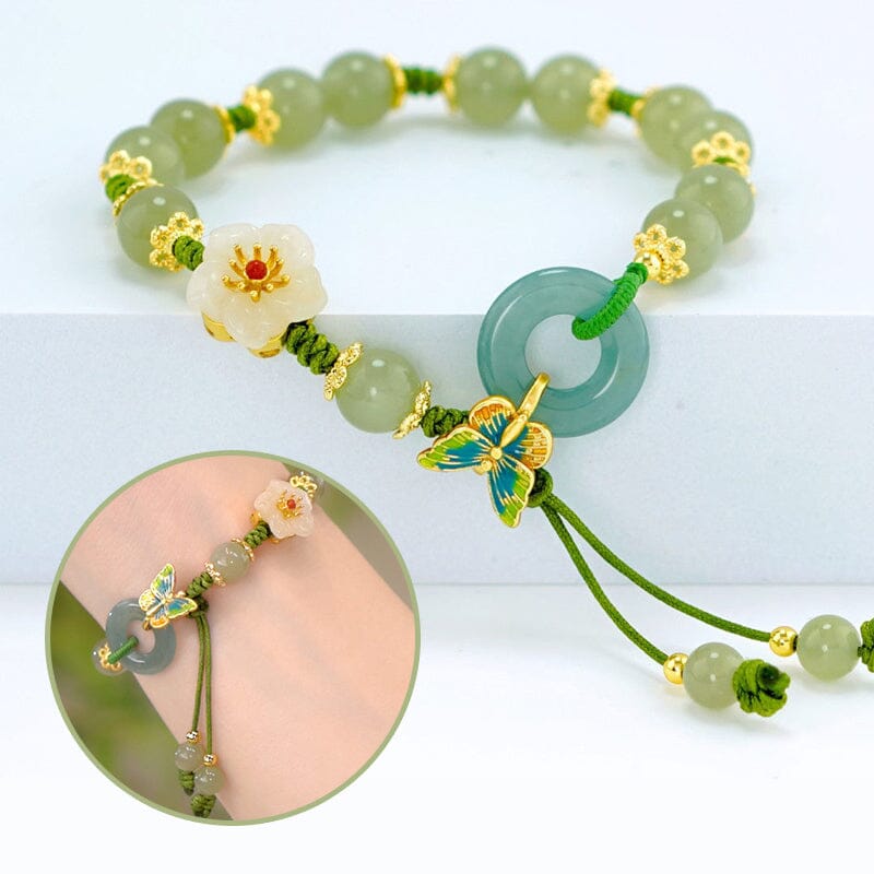 （Pre-sale) Butterfly Natural Emerald Jade Stone Bracelet