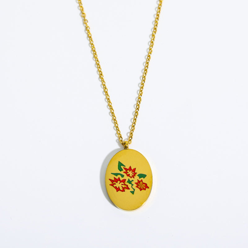Engraved Birthday Flower Necklace