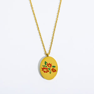 Engraved Birthday Flower Necklace