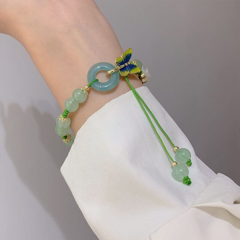 （Pre-sale) Butterfly Natural Emerald Jade Stone Bracelet