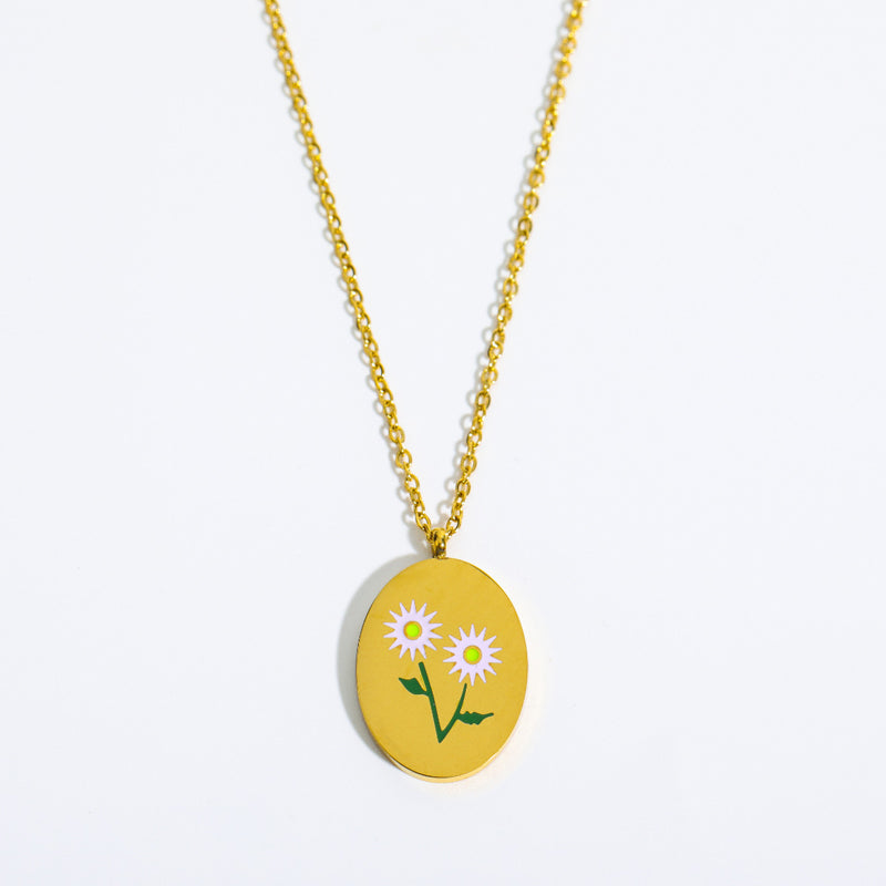 Engraved Birthday Flower Necklace