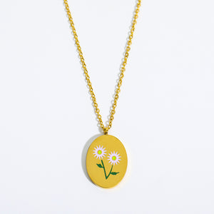 Engraved Birthday Flower Necklace