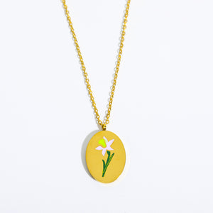 Engraved Birthday Flower Necklace
