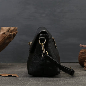 Retro Solid Color Leather Crossbody Bag