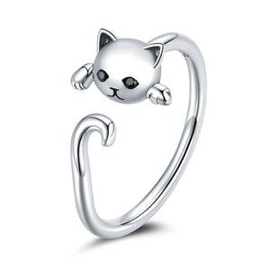 Sterling Silver Cat Earrings And Ring